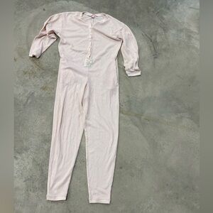 Vintage Victoria's Secret Long Jane Thermal One Piece Pajamas Pink Granny Core S